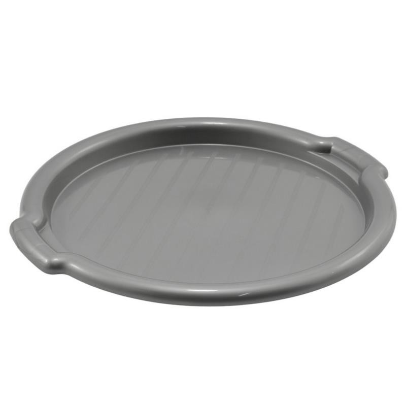 Taca plastikowa 34cm okrągła srebrna